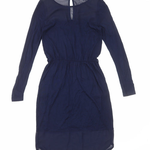 Warehouse Womens Blue Polyester Fit & Flare Size 10 Round Neck Pullover