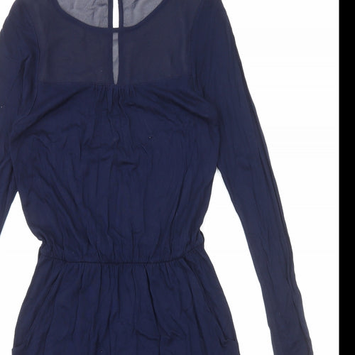 Warehouse Womens Blue Polyester Fit & Flare Size 10 Round Neck Pullover