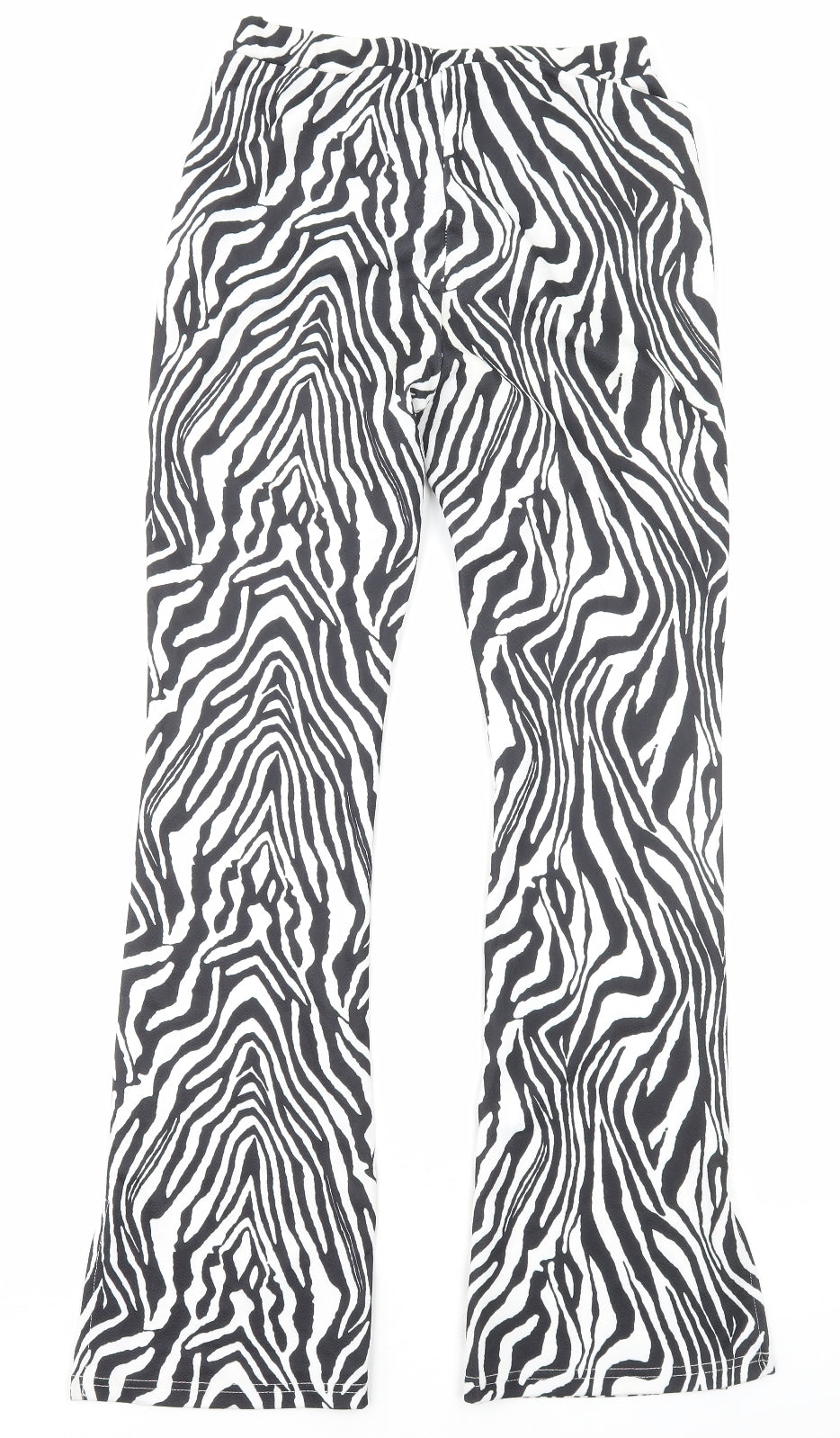 SheIn Womens White Animal Print Polyester Jogger Trousers Size S Regular - Zebra Print