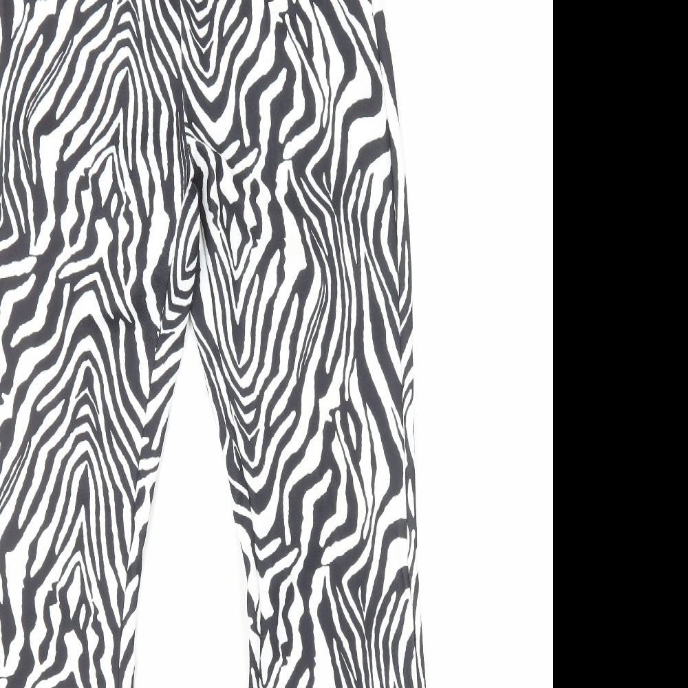 SheIn Womens White Animal Print Polyester Jogger Trousers Size S Regular - Zebra Print