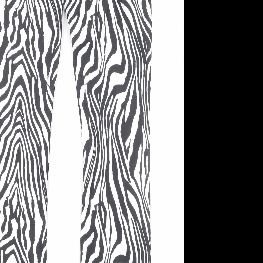 SheIn Womens White Animal Print Polyester Jogger Trousers Size S Regular - Zebra Print
