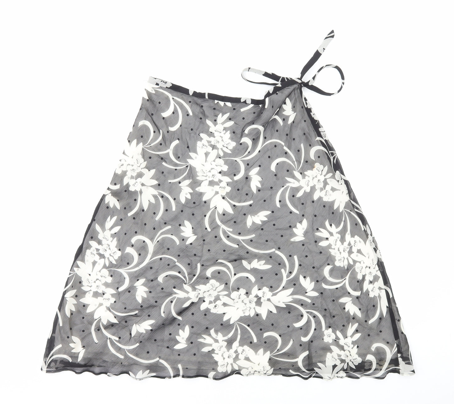 Laura Ashley Womens White Floral Polyester Swing Skirt Size 10 Zip