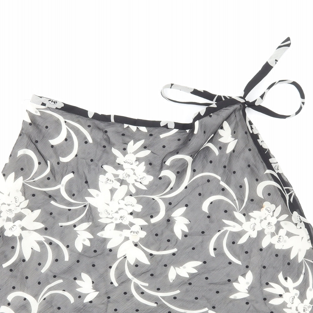 Laura Ashley Womens White Floral Polyester Swing Skirt Size 10 Zip