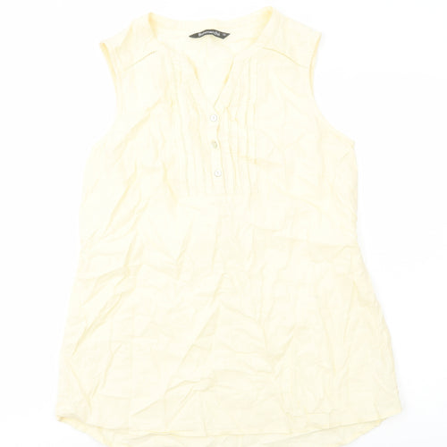 Bonmarché Womens Ivory Cotton Basic Blouse Size 10 V-Neck