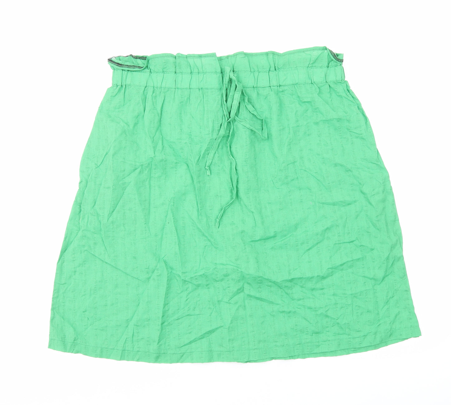 Preworn Womens Green Cotton Straight & Pencil Skirt Size L Drawstring