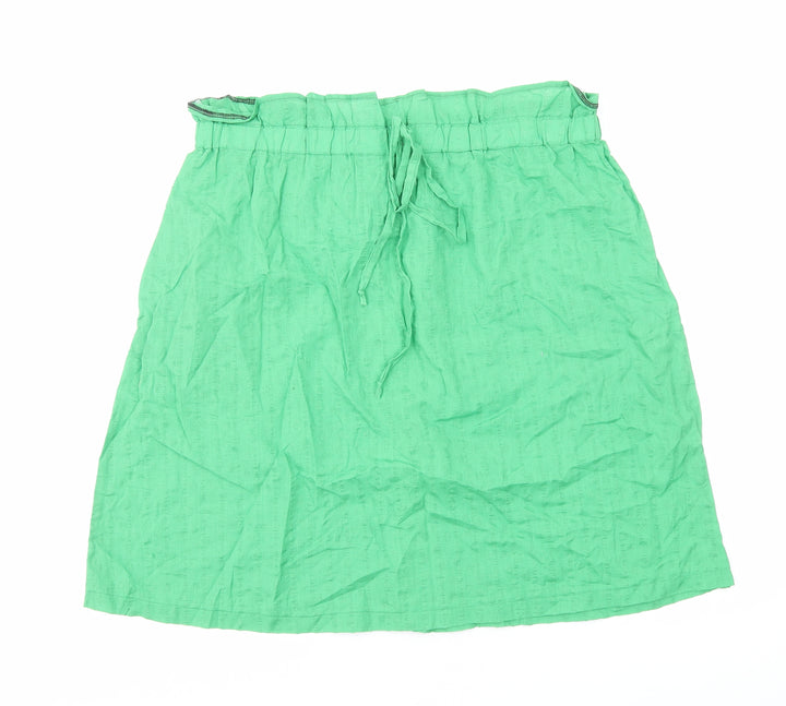 Preworn Womens Green Cotton Straight & Pencil Skirt Size L Drawstring