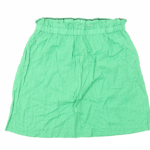 Preworn Womens Green Cotton Straight & Pencil Skirt Size L Drawstring
