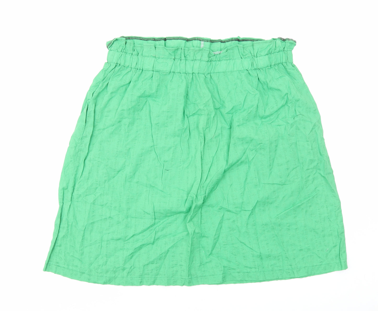 Preworn Womens Green Cotton Straight & Pencil Skirt Size L Drawstring