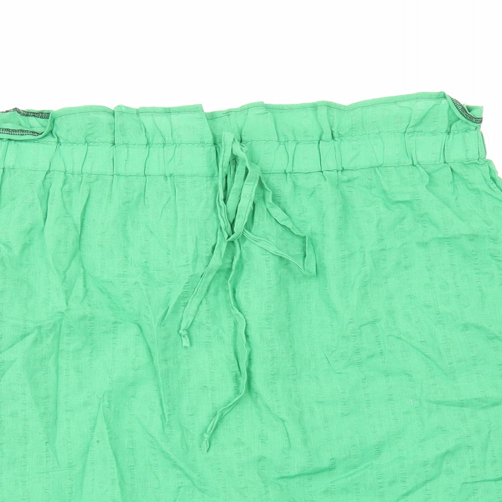 Preworn Womens Green Cotton Straight & Pencil Skirt Size L Drawstring