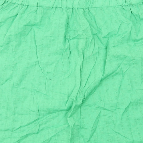 Preworn Womens Green Cotton Straight & Pencil Skirt Size L Drawstring