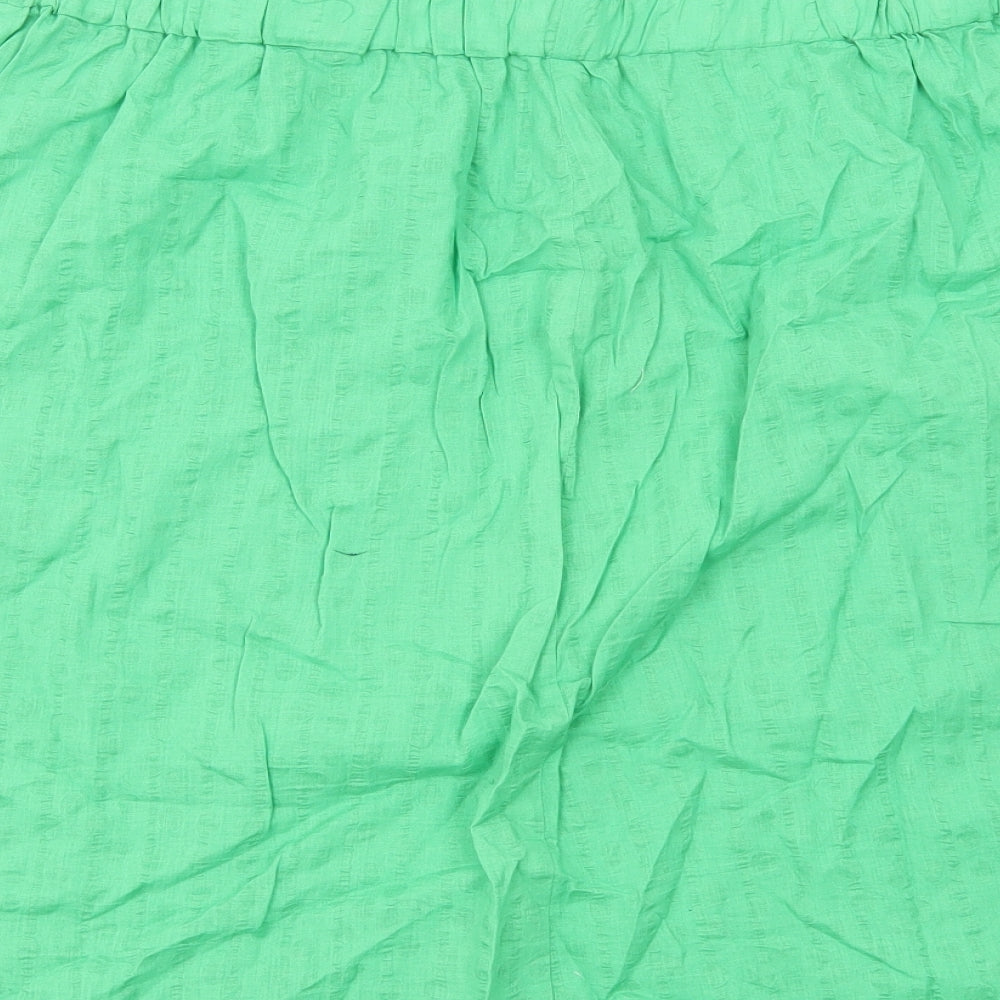 Preworn Womens Green Cotton Straight & Pencil Skirt Size L Drawstring