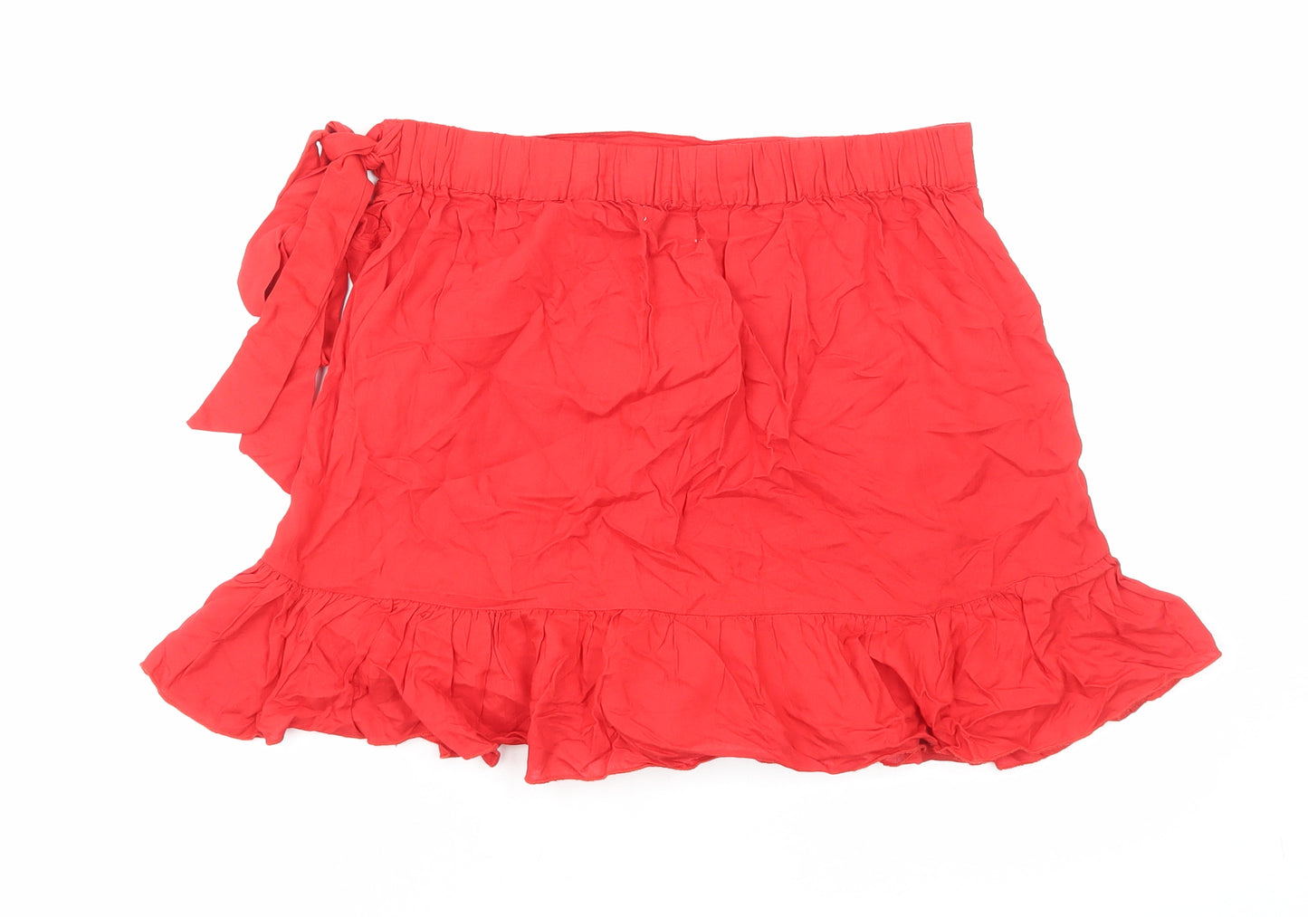 Secret Bazaar Womens Red Viscose Wrap Skirt Size S