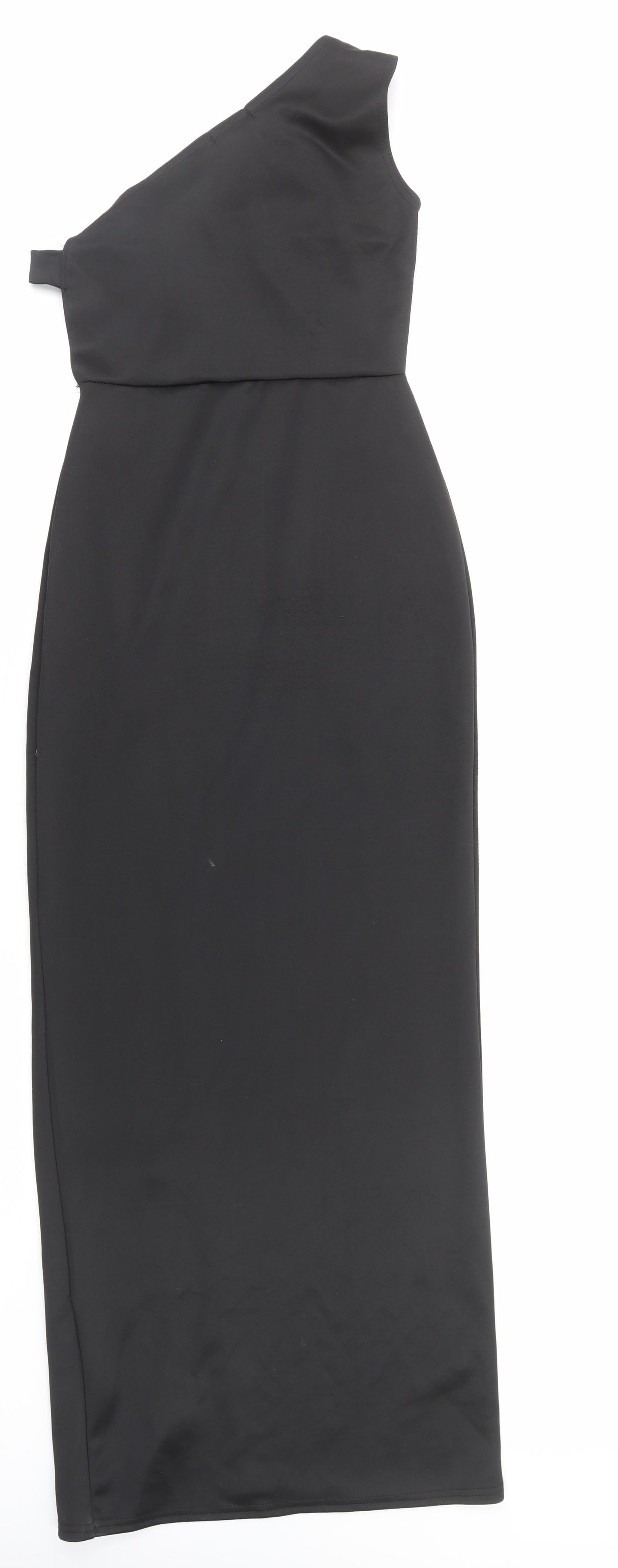 Boohoo Womens Black Polyester Maxi Size 8 One Shoulder Pullover