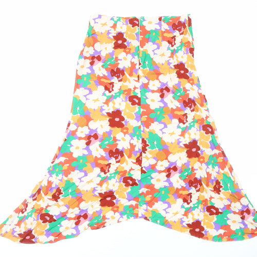 ASOS Womens Multicoloured Floral Viscose Flare Skirt Size 10 Zip