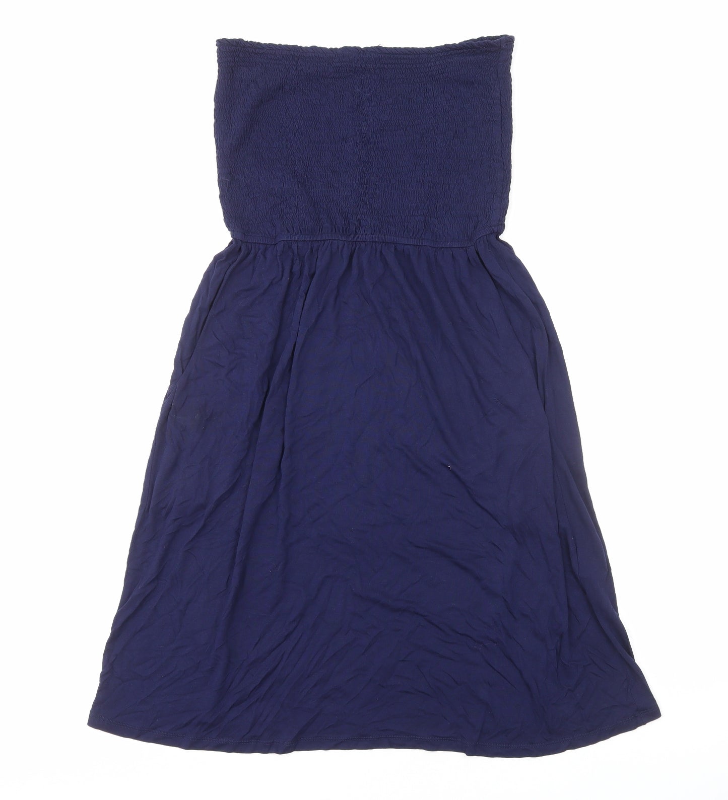 John Lewis Womens Blue Viscose Fit & Flare Size L Off the Shoulder Pullover - Shirred Top