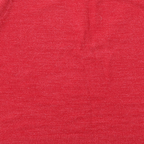 E-vie Womens Red V-Neck Acrylic Pullover Jumper Size 18