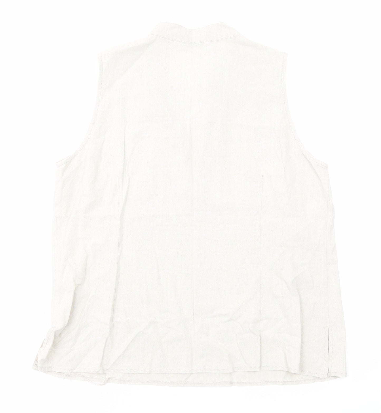 BHS Womens Beige Linen Basic Blouse Size 20 V-Neck