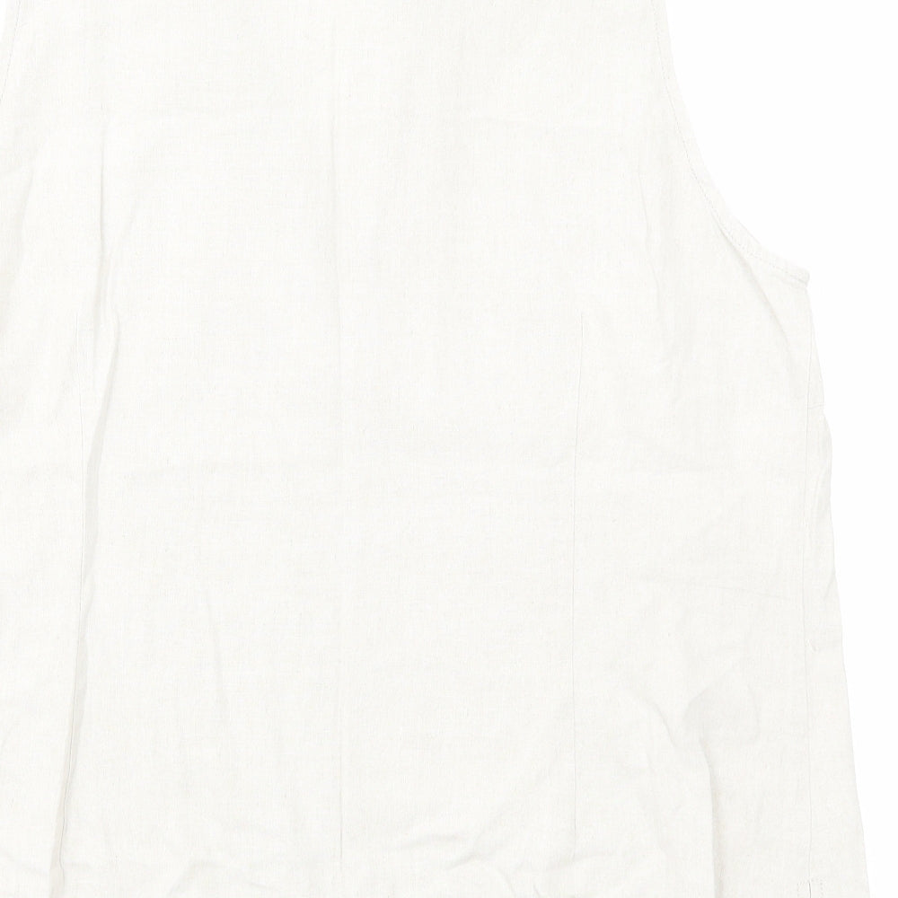BHS Womens Beige Linen Basic Blouse Size 20 V-Neck