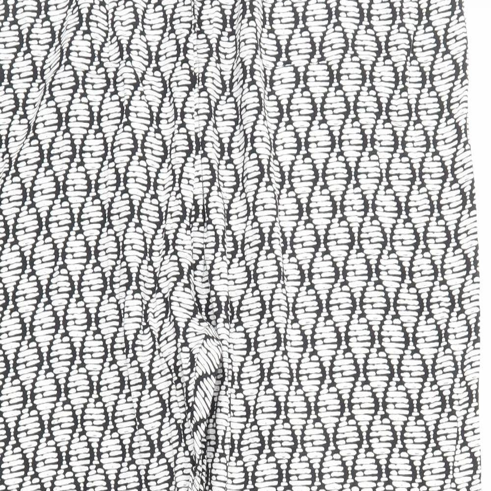 Peacocks Womens White Geometric Viscose Trousers Size 20 Regular
