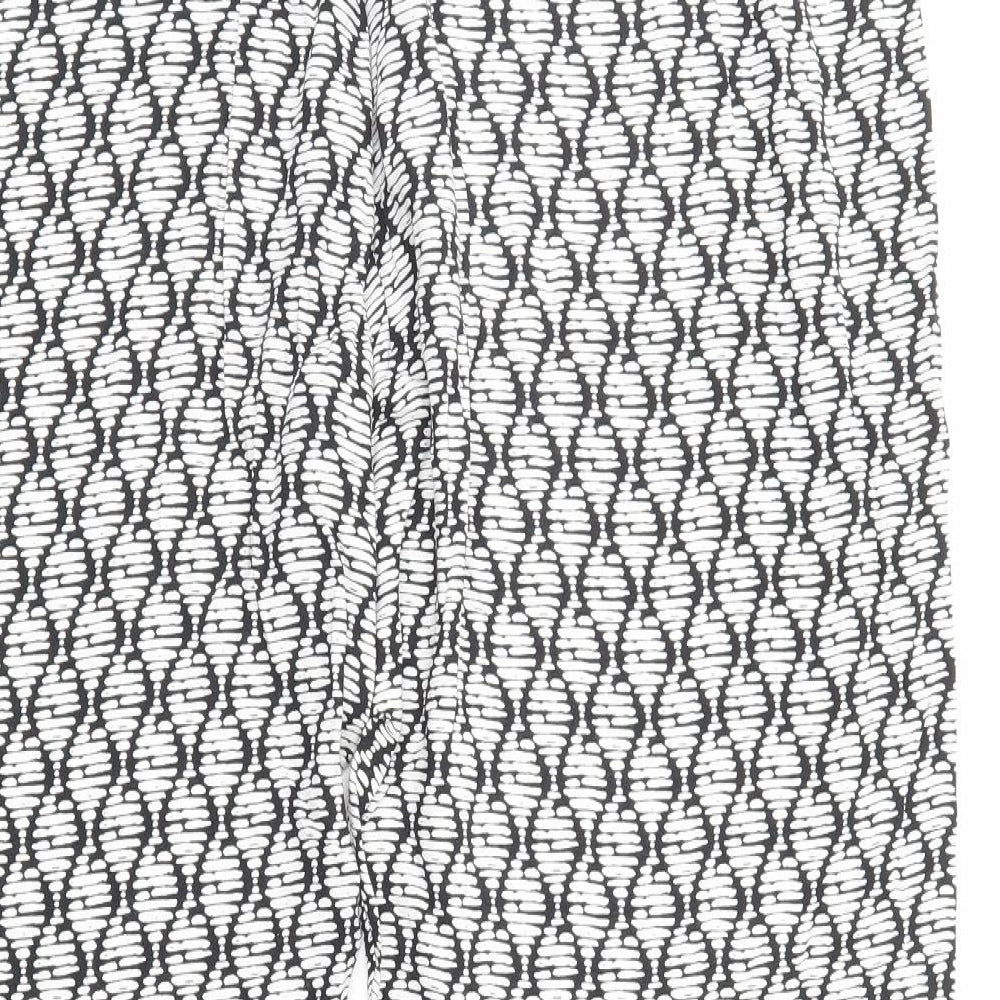 Peacocks Womens White Geometric Viscose Trousers Size 20 Regular
