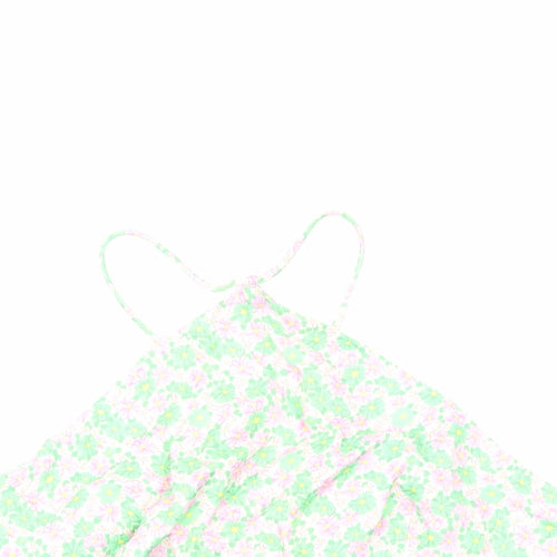 Zara Womens Green Floral Polyester Cropped Tank Size L Halter