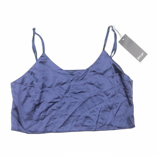Nasty Gal Womens Blue Polyester Cropped Tank Size S V-Neck