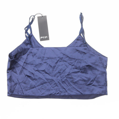 Nasty Gal Womens Blue Polyester Cropped Tank Size S V-Neck