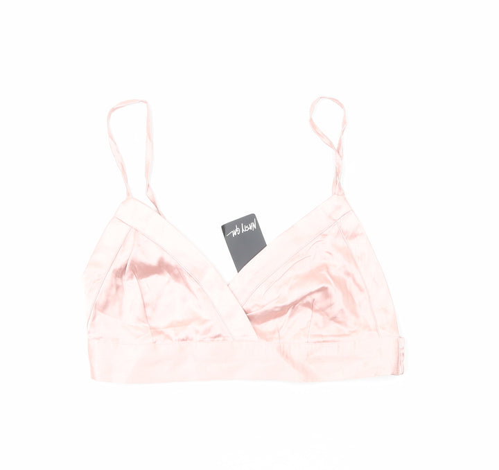 Nasty Gal Womens Pink Polyester Cropped Tank Size 8 V-Neck