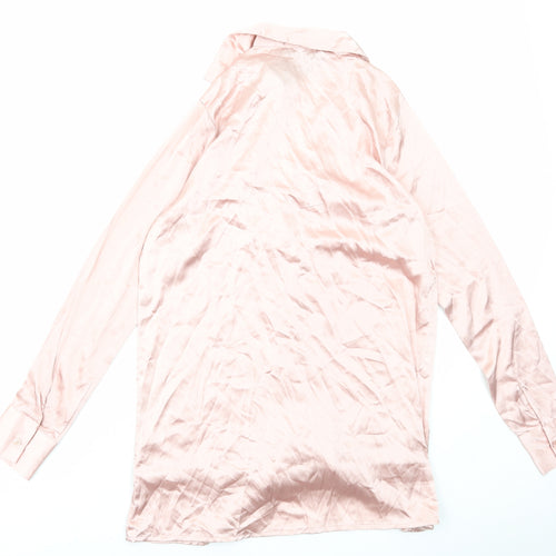 Nasty Gal Womens Pink Polyester Basic Button-Up Size 8 Collared