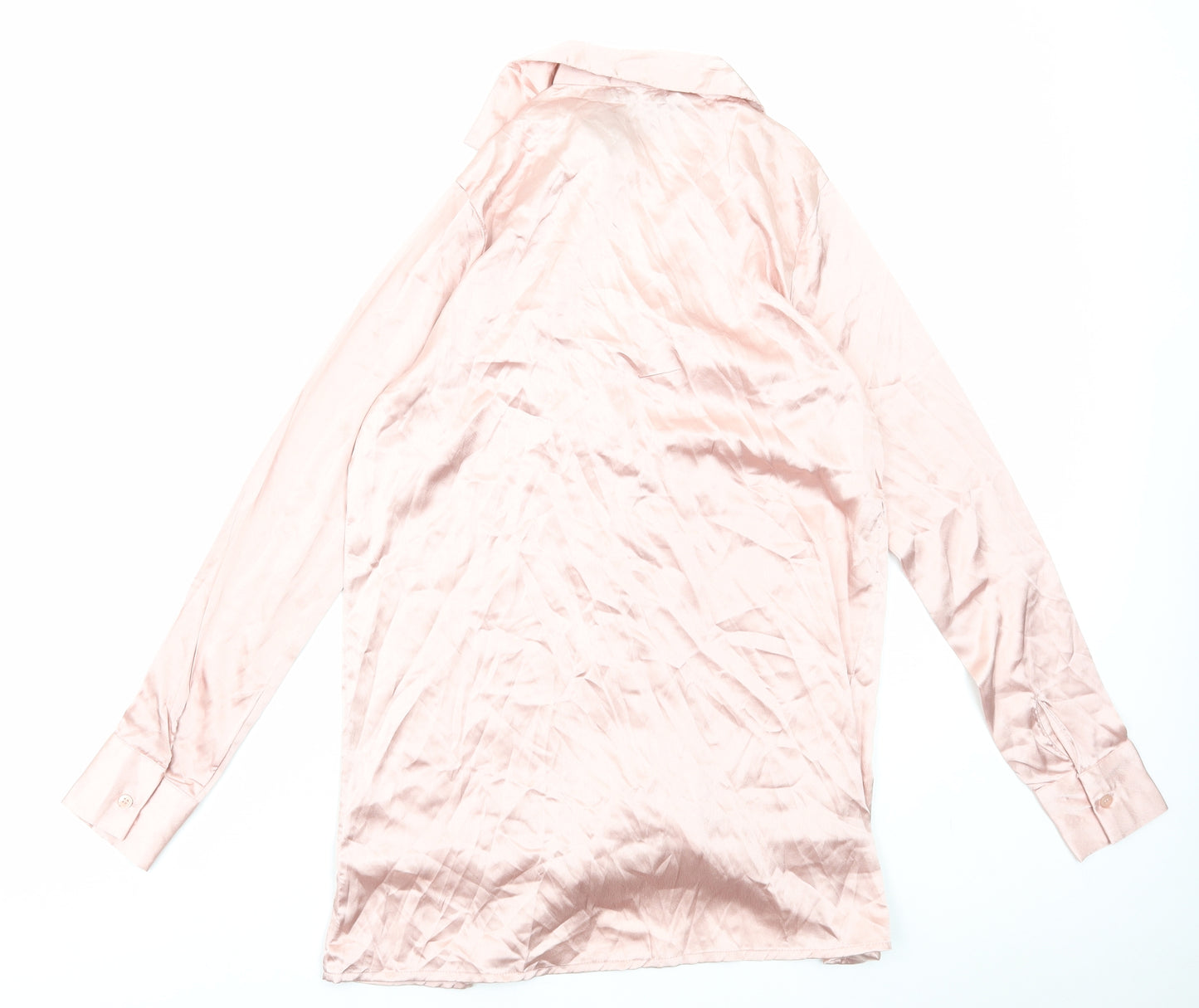 Nasty Gal Womens Pink Polyester Basic Button-Up Size 8 Collared