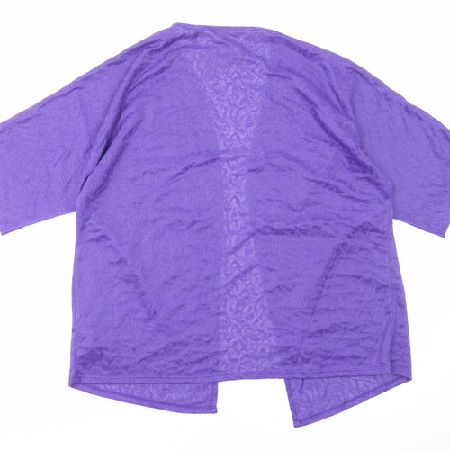 Anthology Womens Purple V-Neck Geometric Polyester Shrug Jumper Size 12