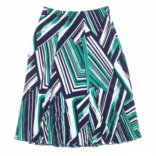 Slimma Womens Green Geometric Polyester Swing Skirt Size S