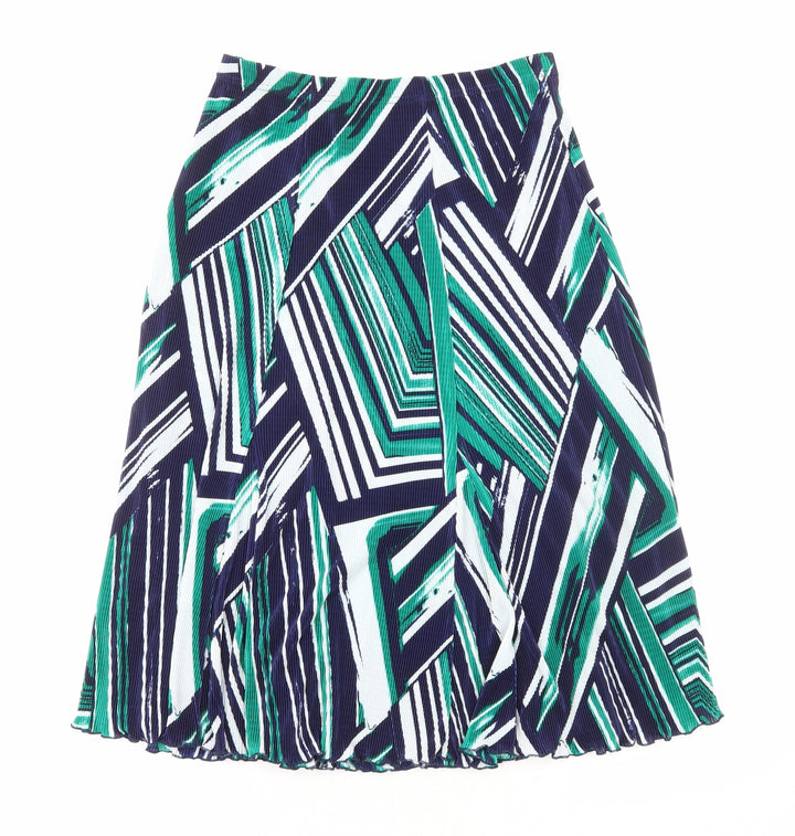 Slimma Womens Green Geometric Polyester Swing Skirt Size S