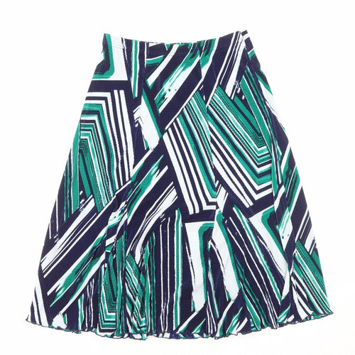 Slimma Womens Green Geometric Polyester Swing Skirt Size S