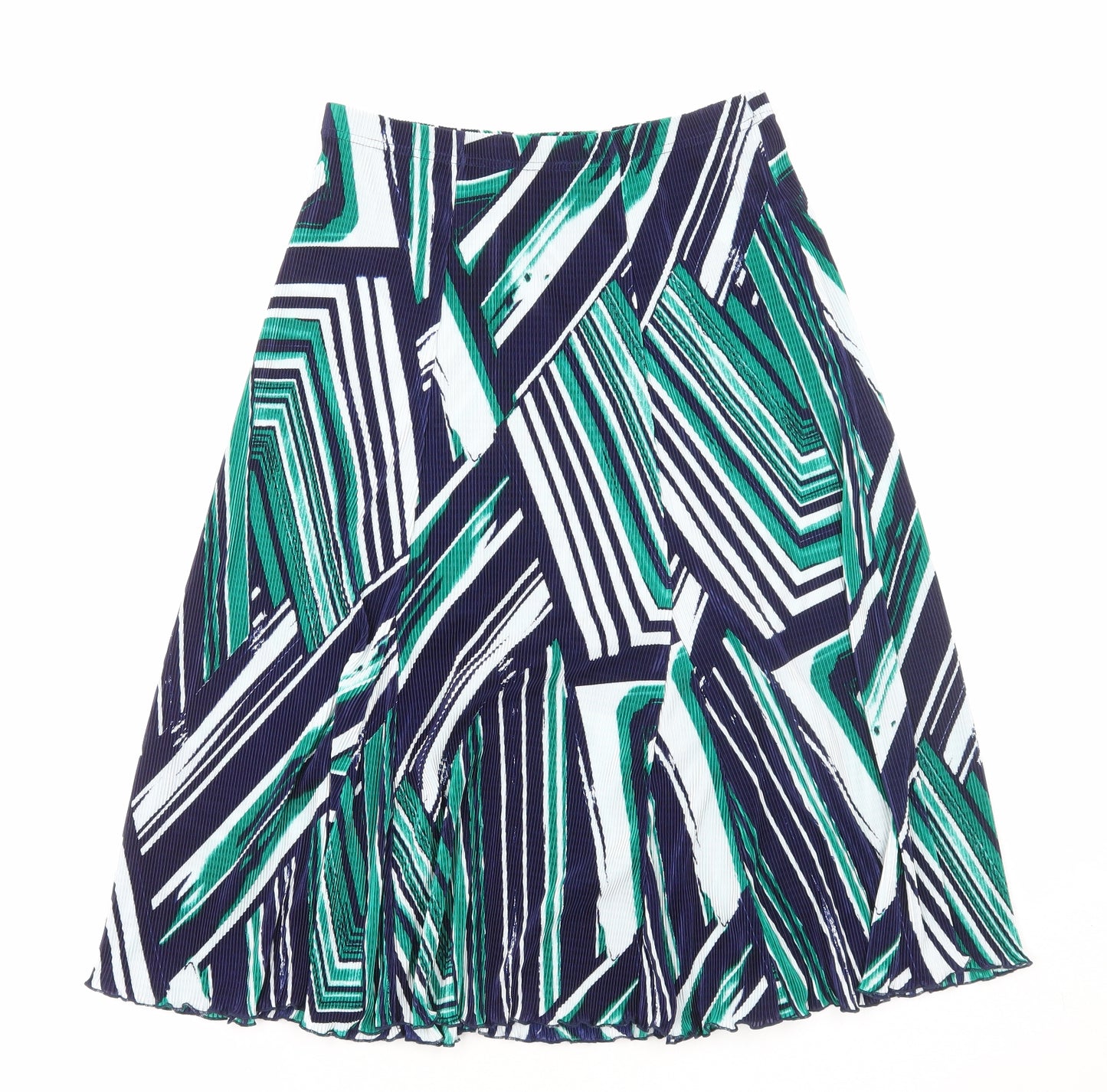 Slimma Womens Green Geometric Polyester Swing Skirt Size S