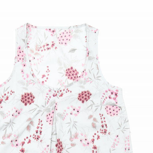 Anthology Womens Grey Floral Polyester Basic Tank Size 10 Scoop Neck