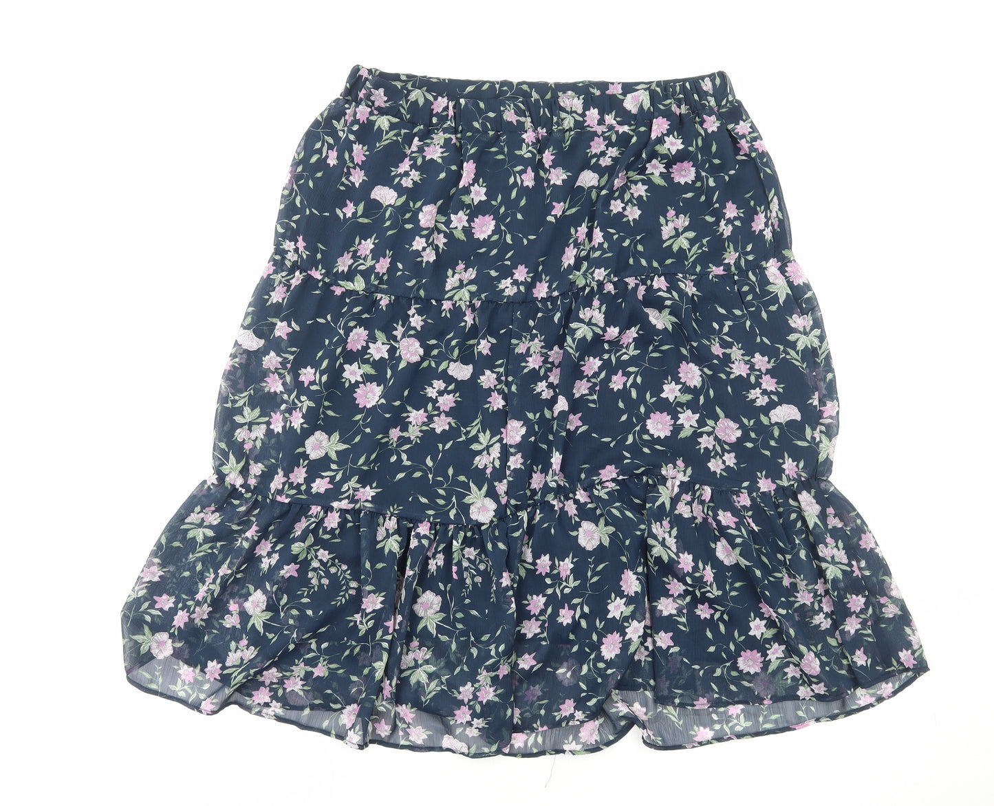 Bonmarché Womens Blue Floral Polyester Swing Skirt Size 16