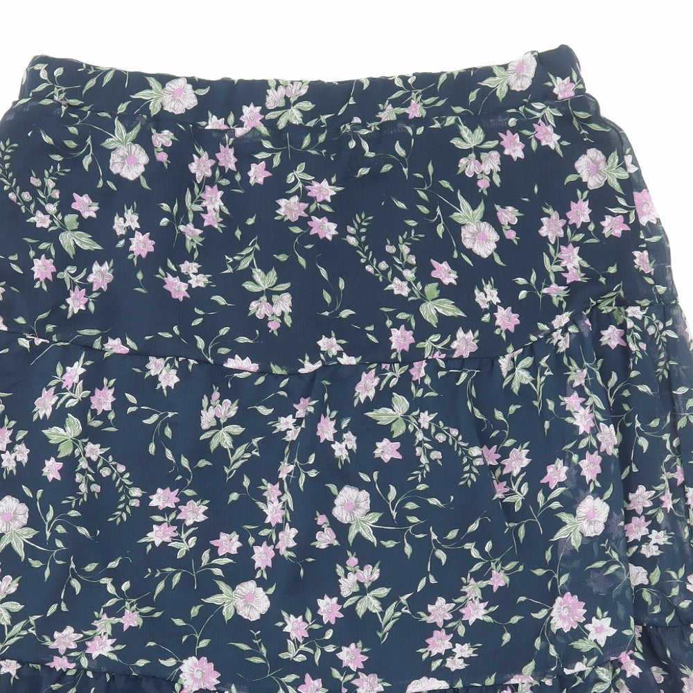 Bonmarché Womens Blue Floral Polyester Swing Skirt Size 16