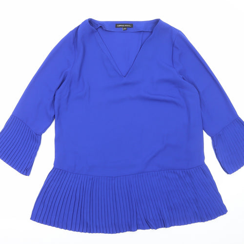 Capsule Womens Blue Polyester Basic Blouse Size 14 V-Neck