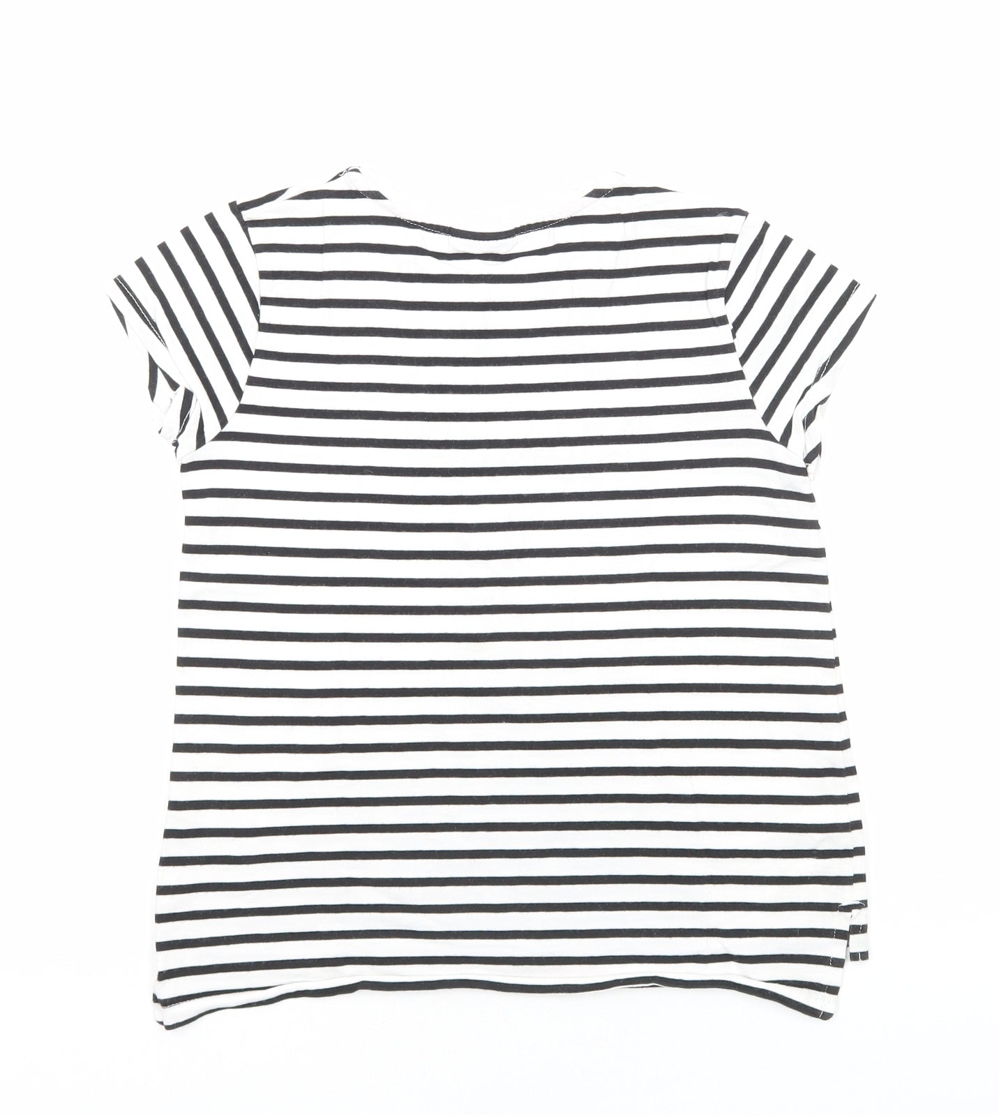 George Girls White Striped Viscose Basic T-Shirt Size 9-10 Years Round Neck Pullover - Trolls
