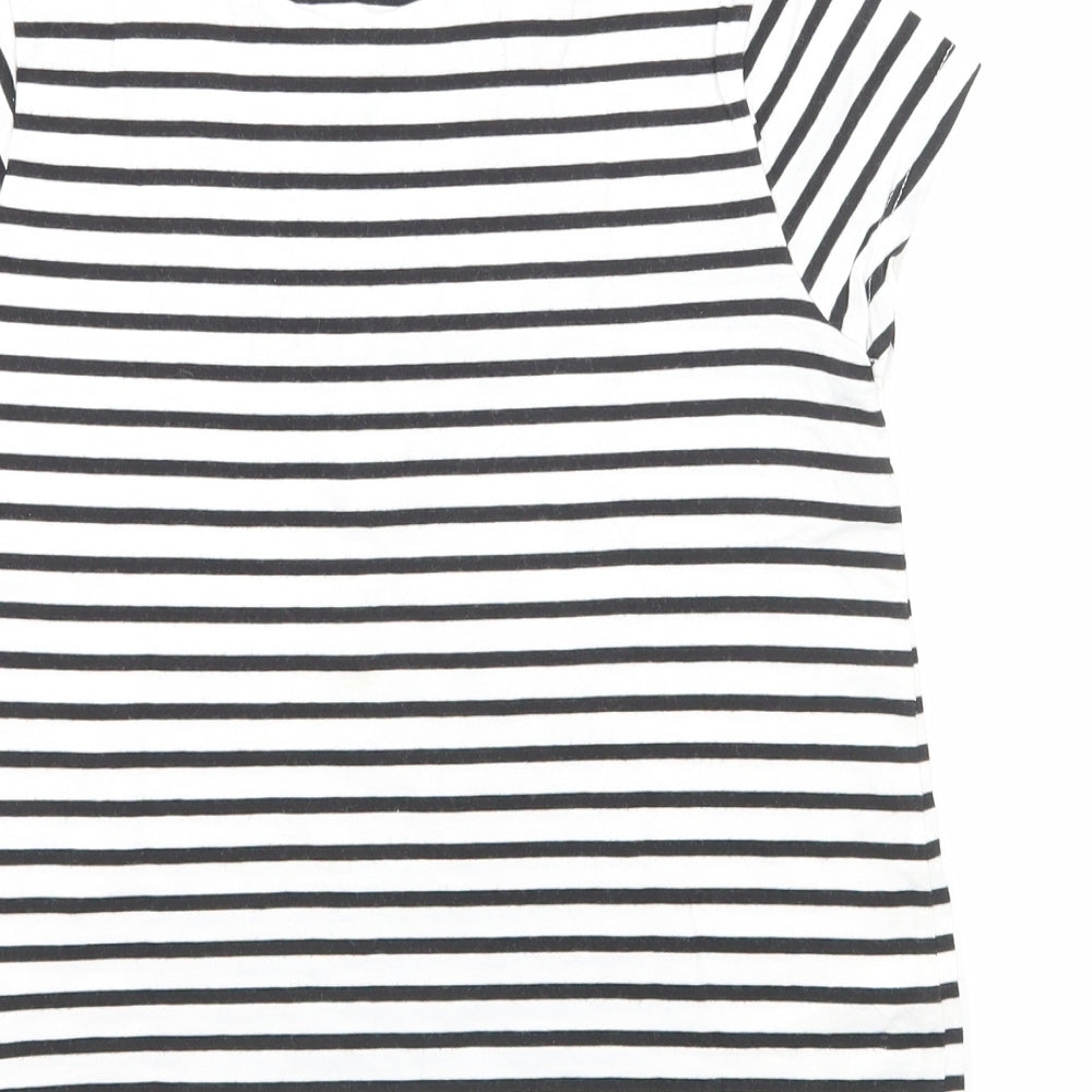 George Girls White Striped Viscose Basic T-Shirt Size 9-10 Years Round Neck Pullover - Trolls
