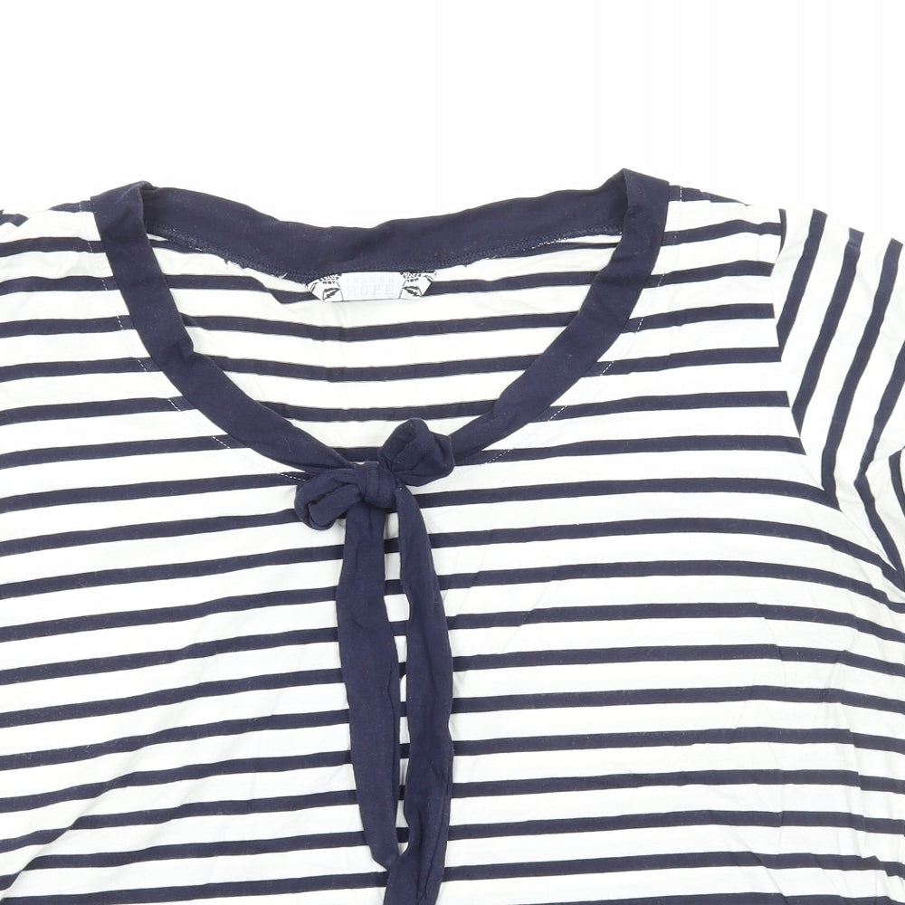 Joanna Hope Womens White Striped Viscose Basic T-Shirt Size 22 Round Neck