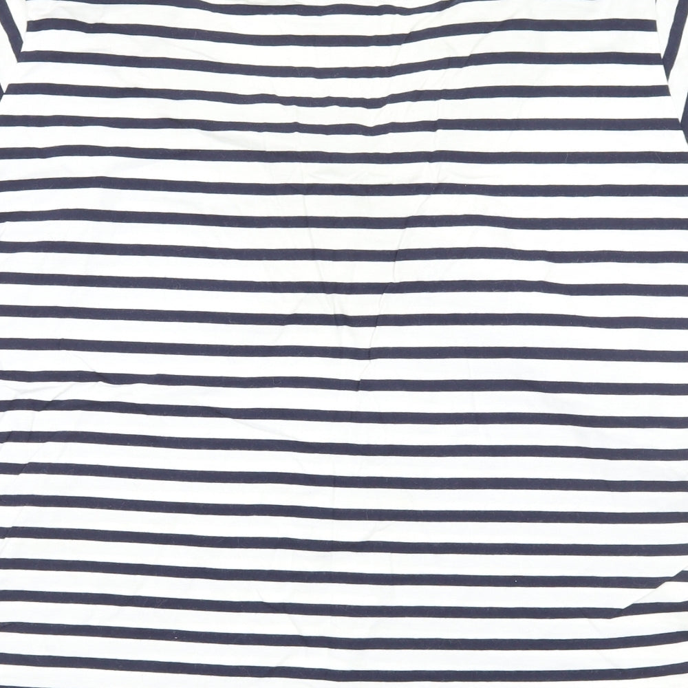 Joanna Hope Womens White Striped Viscose Basic T-Shirt Size 22 Round Neck
