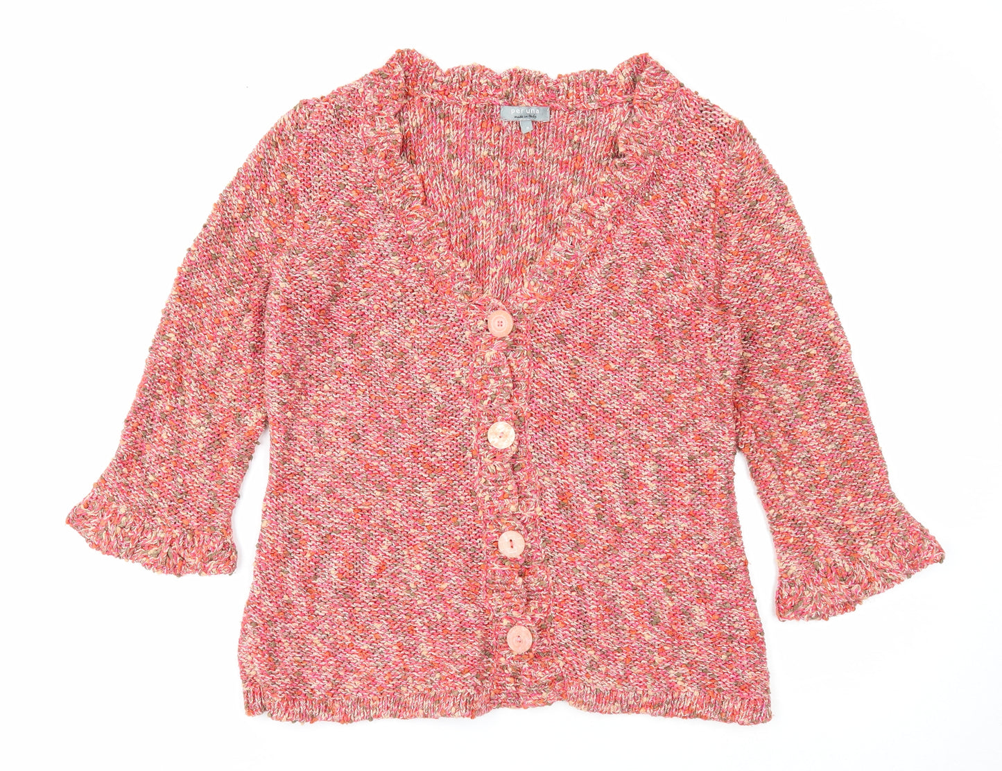 Per Una Womens Multicoloured V-Neck Cotton Cardigan Jumper Size S