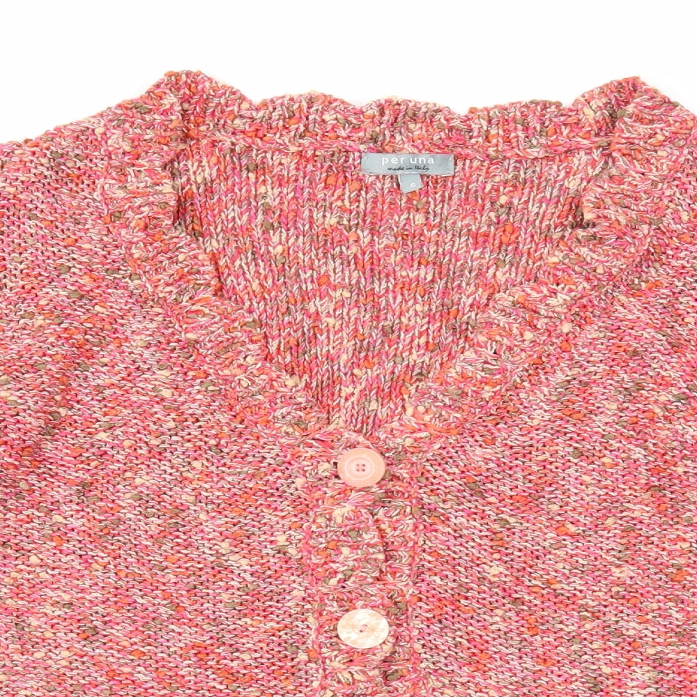 Per Una Womens Multicoloured V-Neck Cotton Cardigan Jumper Size S