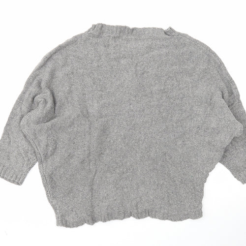 Zara Womens Grey Round Neck Cotton Pullover Jumper Size M