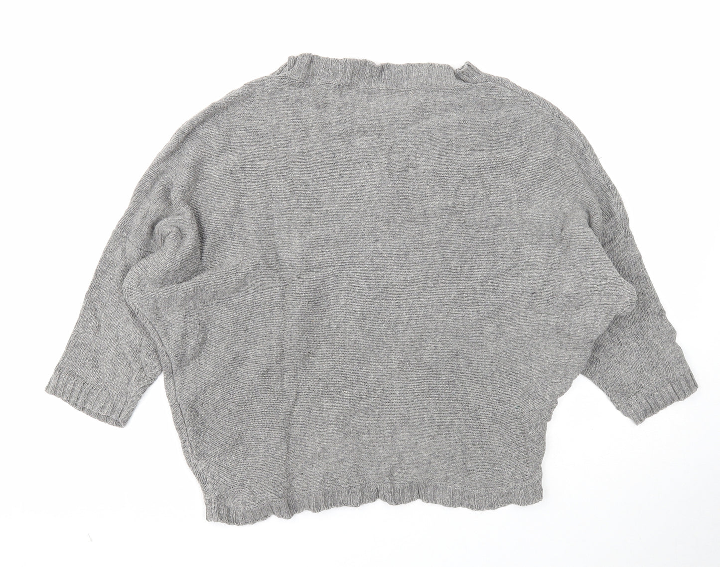 Zara Womens Grey Round Neck Cotton Pullover Jumper Size M