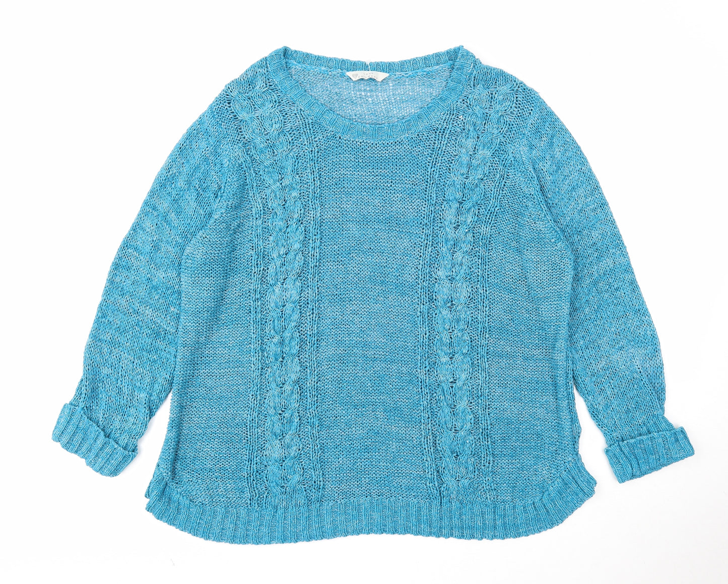 BHS Womens Blue Scoop Neck Acrylic Pullover Jumper Size 20