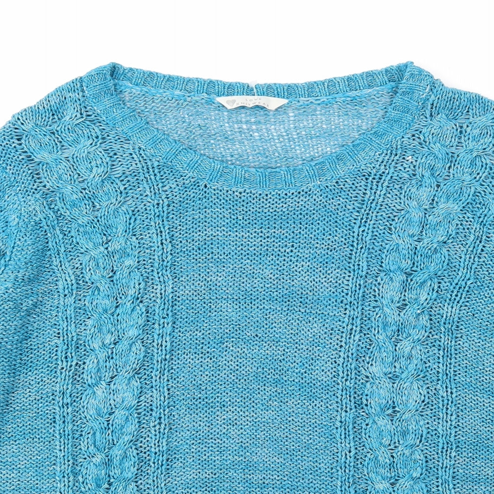 BHS Womens Blue Scoop Neck Acrylic Pullover Jumper Size 20