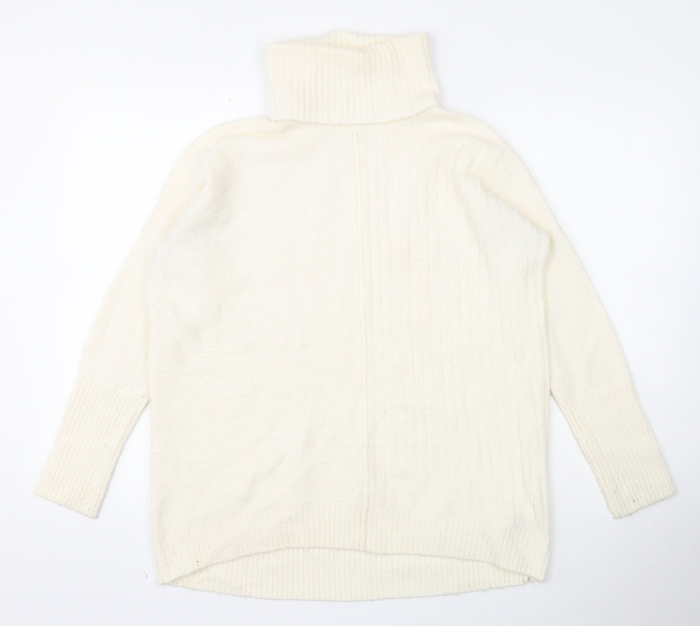 Miss Selfridge Womens White Roll Neck Acrylic Pullover Jumper Size 8